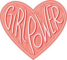 Digital png illustration of girl power text in heart on transparent background