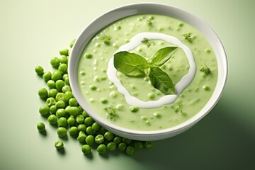 Green peas cream soup. AI generated