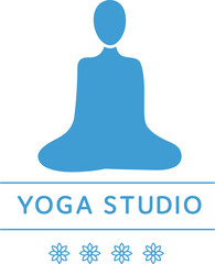 Digital png illustration of yoga studio text and man sitting on transparent background