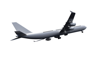 Digital png illustration of flying plane with copy space on transparent background