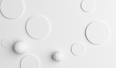 Cylinder and sphere geometry on white backdrop abstract background, 3D illustrations rendering