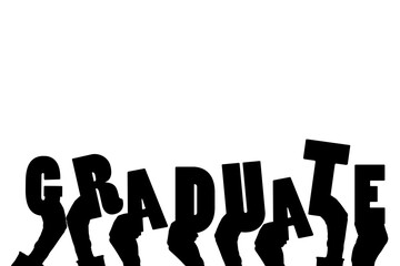 Digital png silhouette image of hands holding graduate text on transparent background