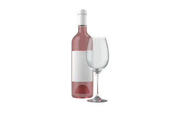 Digital png illustration of bottle of wine and glass on transparent background