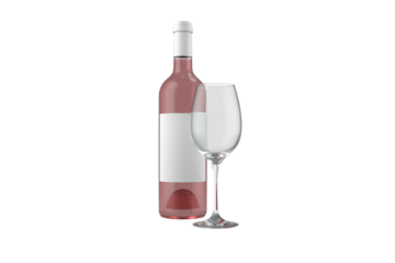 Digital png illustration of bottle of wine and glass on transparent background