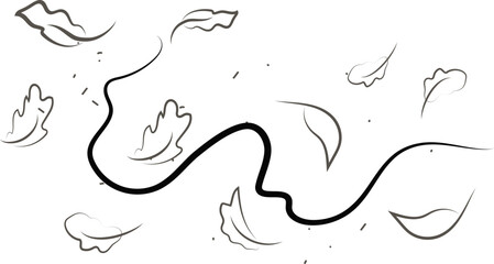 Outline drawing of a breath of wind.Wind blow set in line style.Wave flowing illustration with hand drawn doodle cartoon style.