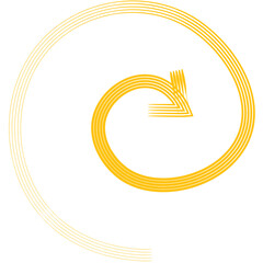 Digital png illustration of spiral yellow arrow on transparent background