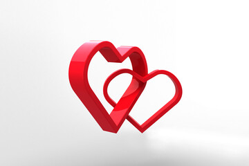 Digital png illustration of reed hearts connected on transparent background