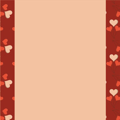 Digital png illustration of beige card with red and beige hearts on transparent background