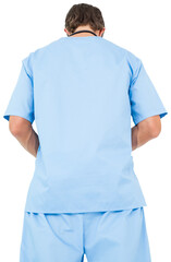 Digital png photo of back view of doctor standing on transparent background