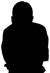 Digital png silhouette of man leaning up on transparent background