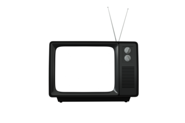 Digital png illustration of old black tv on transparent background