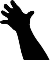 Digital png silhouette of ripping hand on transparent background