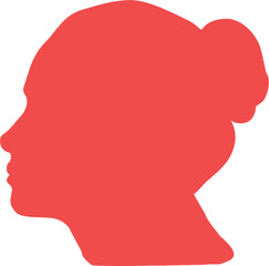 Digital png red silhouette of woman's head on transparent background