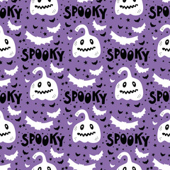 Fototapeta premium Seamless pattern with hand drawn pumpkins. Cute autumn pattern. Design for greeting card and invitation of seasonal fall holidays, halloween, thsanksgiving, harvest.