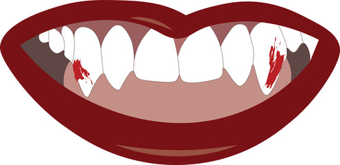 Digital png illustration of vampire mouth on transparent background