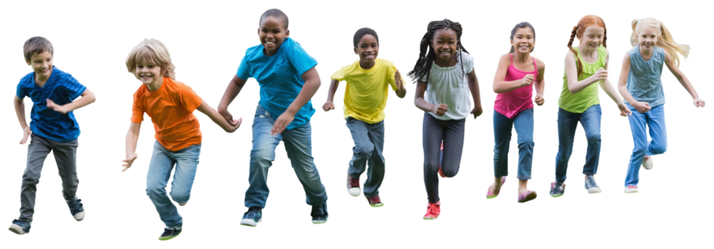 Digital png photo of diverse children running on transparent background - Powered by Adobe