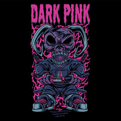 Dark Pink Skull Character Illustration