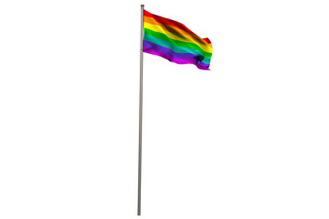 Digital png illustration of flag with rainbow on transparent background
