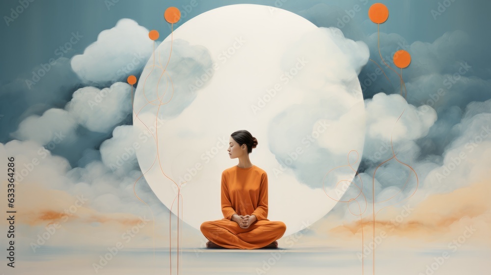 Poster visual depiction of the abstract concept of mindfulness and slow living, emphasizing the importance 
