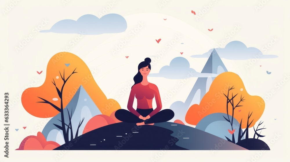 Poster visual depiction of the abstract concept of mindfulness and slow living, emphasizing the importance 