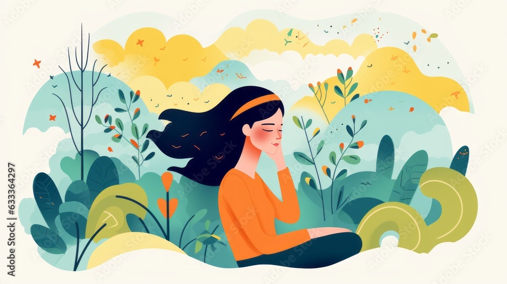 Poster visual depiction of the abstract concept of mindfulness and slow living, emphasizing the importance 