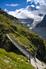 Tzina de Vio suspension bridge in Val d'Anniviers, Valais