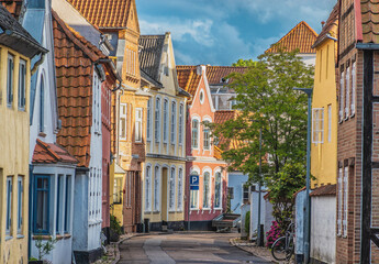 Sonderborg small streets old houses in Denmark