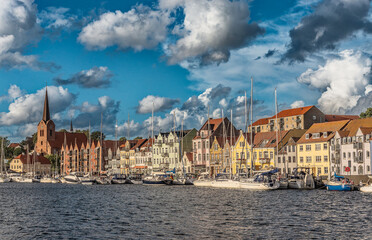 Soenderborg seafront with street life, Als Denmark