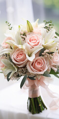 Obraz premium Close-up of wedding flowers bouquet