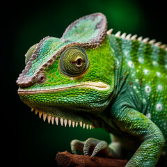 Obraz premium green chameleon on a branch