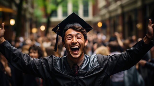 Happy student attending the graduation ceremony.