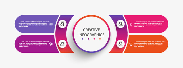 Infographic design template with 4 options, steps or processes. Can be used for workflow layout, diagram, annual report, web design 