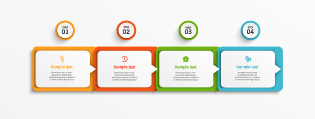 Infographic design template with 4 options, steps or processes. Can be used for workflow layout, diagram, annual report, web design 