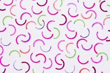 Felt pen doodle colored semicircle scribbles. Abstract texture drawn with felt-tip pen. Colorful felt tip ink markers handwritten drawn lines. Sketch concept. Seamless pattern