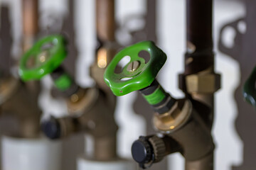 old heating pipes with rotary valve