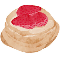 Pancakes topped with Fresh Strawberries.Creative with illustration in flat design.