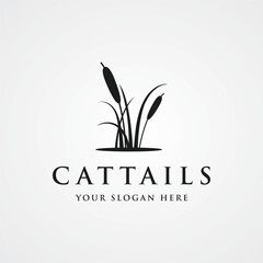 Cattails or reed river grass plant logo template design premium quality.