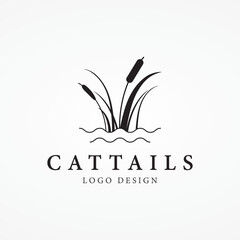 Cattails or reed river grass plant logo template design premium quality.