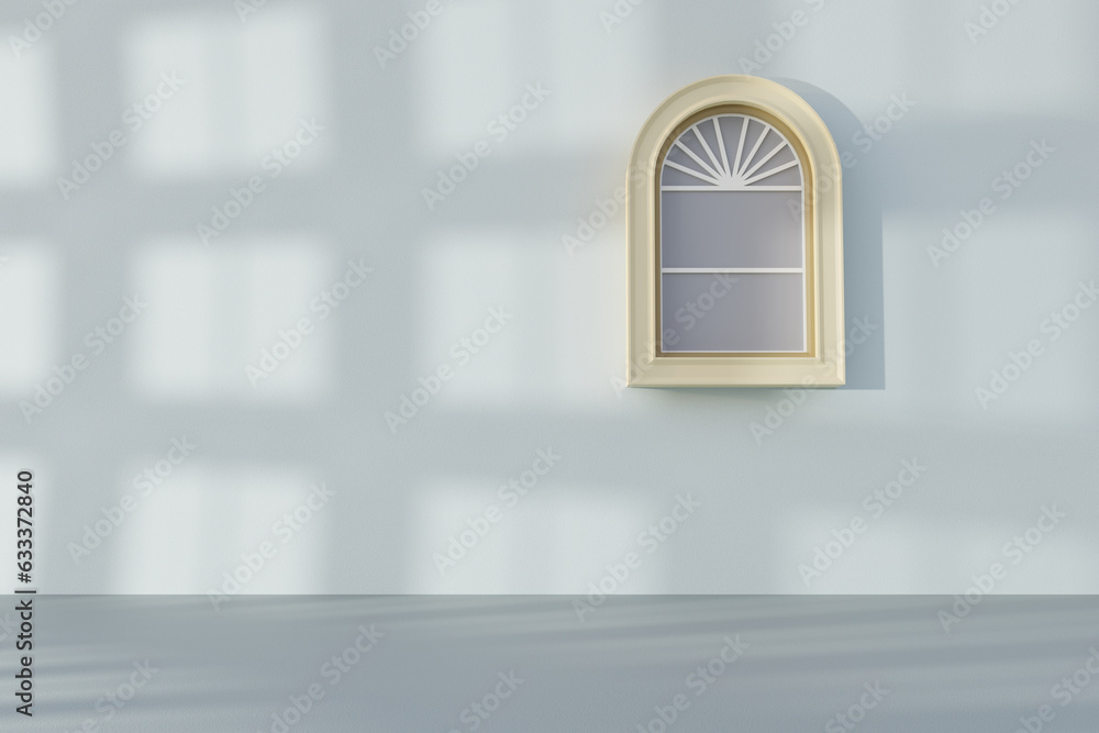 Poster abstract 3d render minimal scene podium backgroud. light and shadow from the outside with window on 
