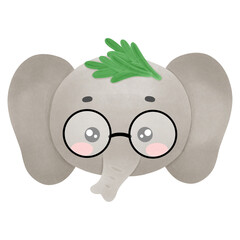 elephant face wearing glasses