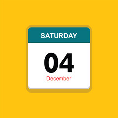 Fototapeta na wymiar december 04 saturday icon with yellow background, calender icon
