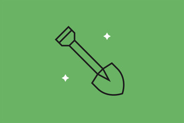 Vector shovel illustration in flat design style,  geometric digging icon.