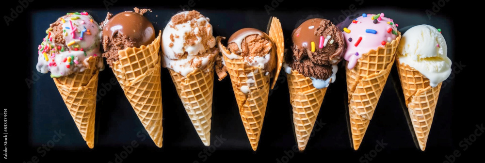 Poster top down view of a ice cream - generative ai