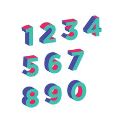 set of 3d colorful numbers, 3d number set, 3d numbers, colorful numbers, colorful number set