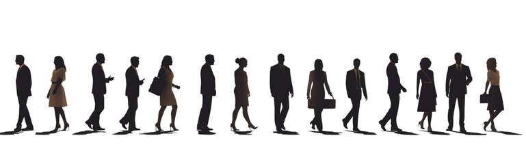 Business people , silhouette of people , isolated on transparent background cutout PNG , ai generative