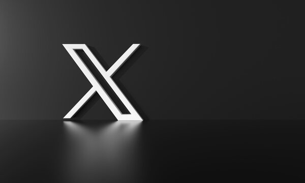 Madrid, Spain - August, 2023. New Twitter logo, Twitter x on black background.