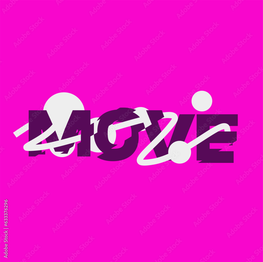 Aufkleber bold pink glitched move text typography with intertwined line and bubble effect