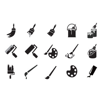 Collection of painting related icons, various painting tools, paint icons icon template editable resizable EPS 10