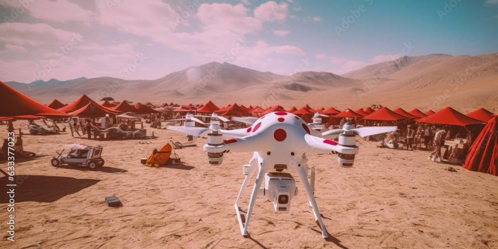 Poster drone activity in the sky - generative ai