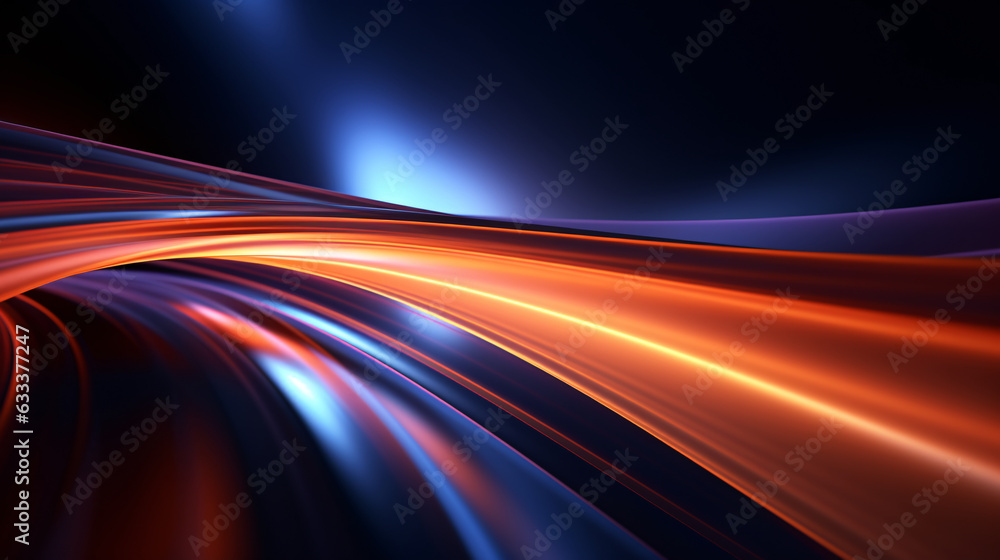 Wall mural light rays and stripes moving fast on dark background, abstract speed lines background